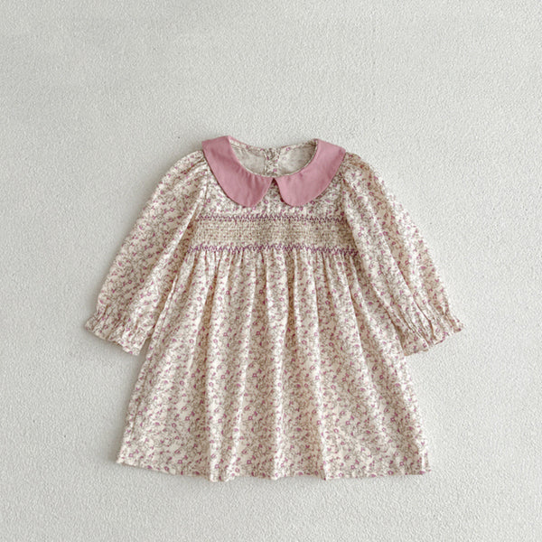 Rosy Floral Peter Pan Collar Dress