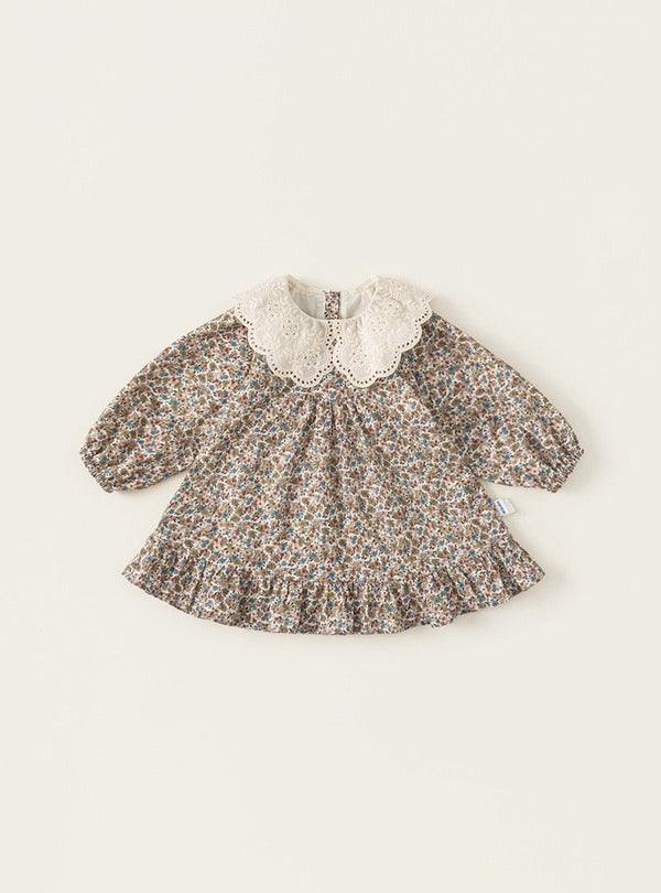 Autumn Petal Lace Collar Dress