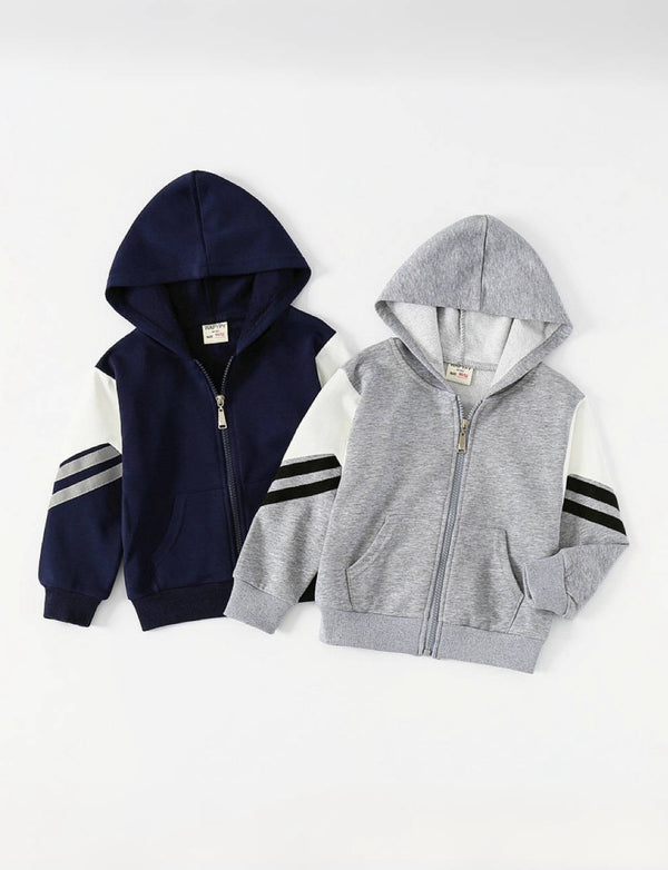 Sport Stripe-Sleeve Color Block Hoodie