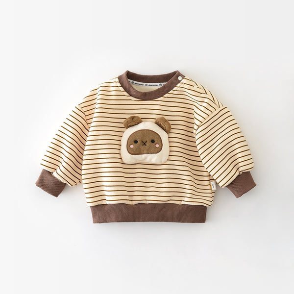 Playful Bear Striped 俏皮小熊條紋內抓絨上衣