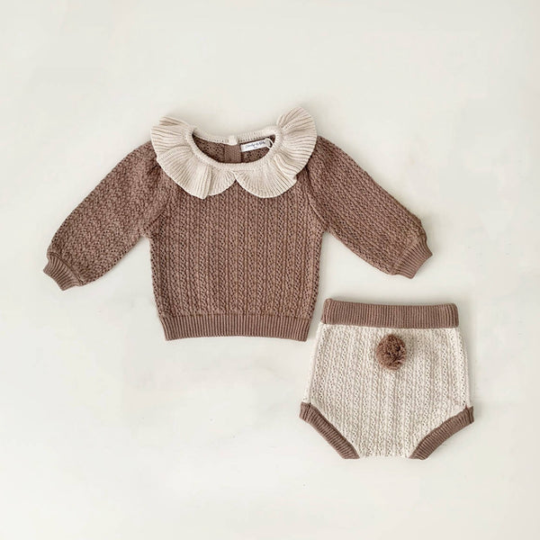 Cocoa & Cream Pom-Pom Knit Set